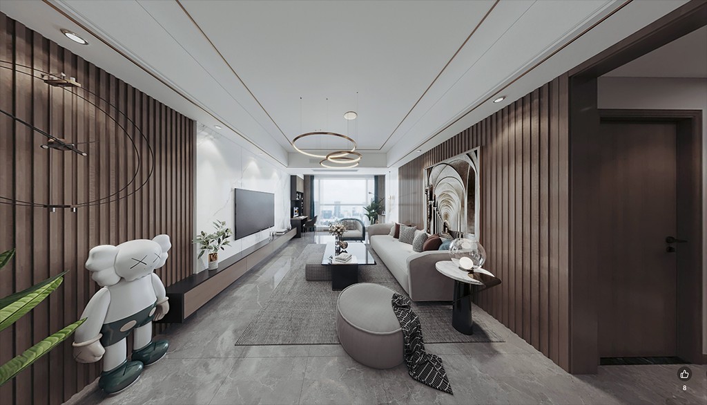 110现代三房装修效果图,现代简约风格装修案例效果图-美广网(图2)