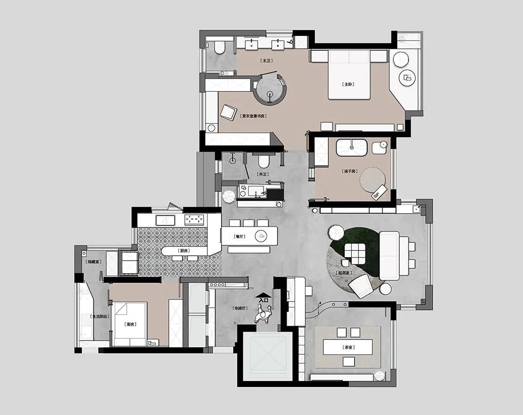 127日式三房装修效果图,原木空间设计装修案例效果图-美广网