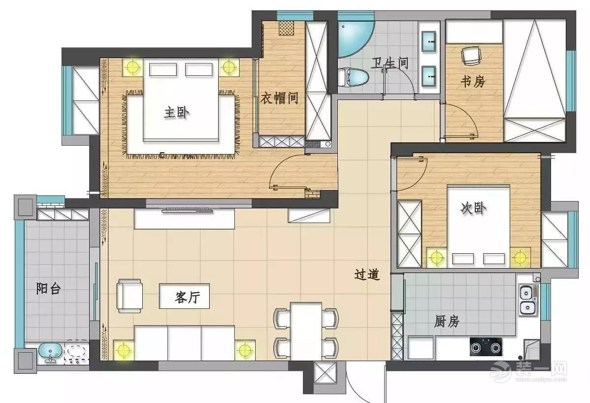 100工业三房装修效果图,朋克风情装修案例效果图-美广网(图1)