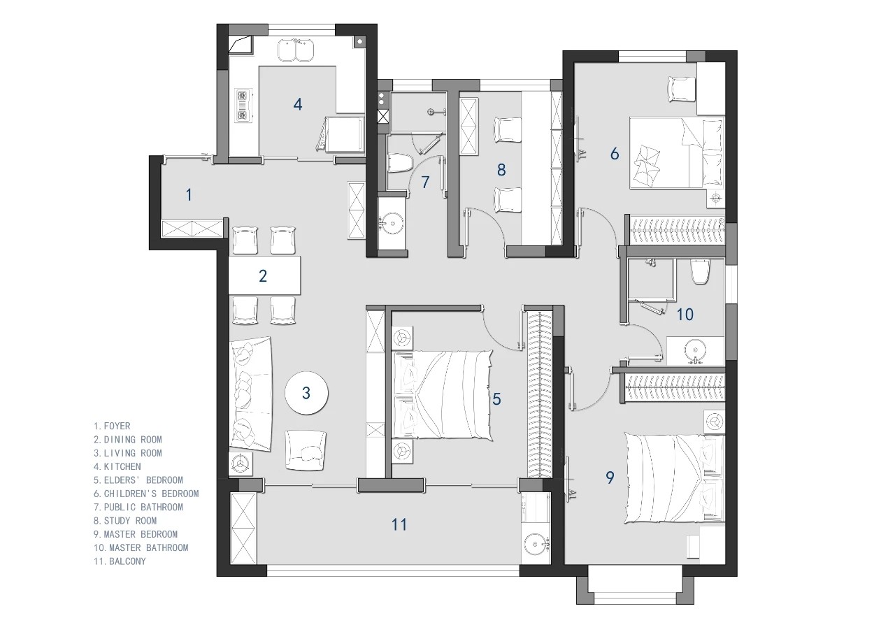 116混搭三房装修效果图,原生木屋的极简主义装修案例效果图-美广网(图1)