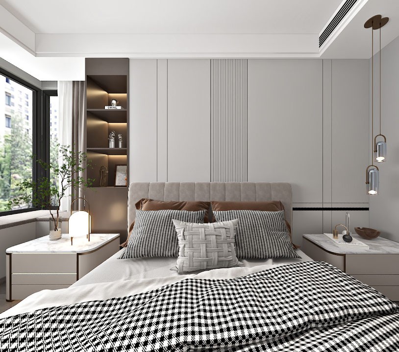 60现代小户型/一房装修效果图,60平米现代简约一居室装修案例效果图-美广网(图5)