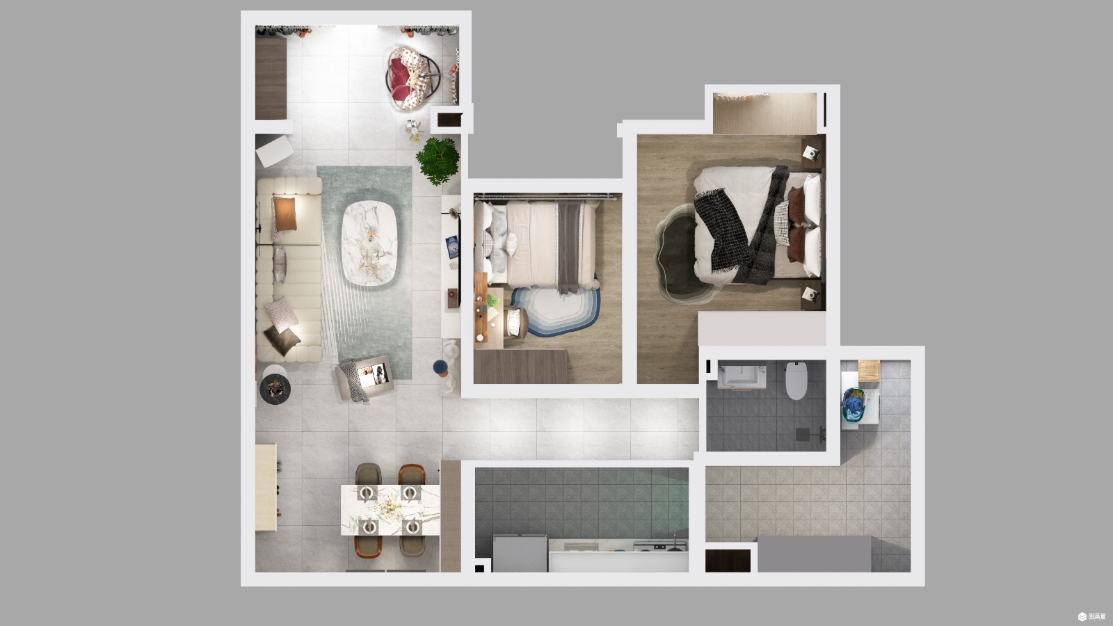 33现代三房装修效果图,loft公寓现代简约风装修案例效果图-美广网