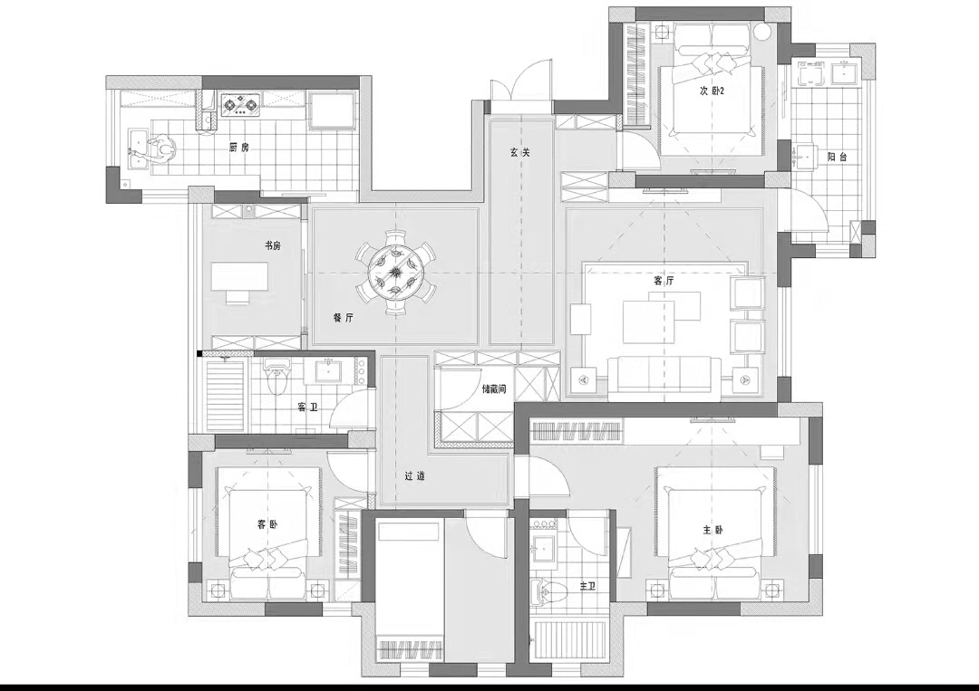120后现代三房装修效果图,现代简约的家装修案例效果图-美广网(图1)