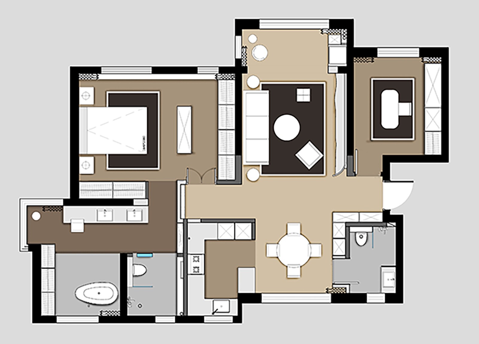 123现代三房装修效果图,清新家居自然风装修案例效果图-美广网(图1)