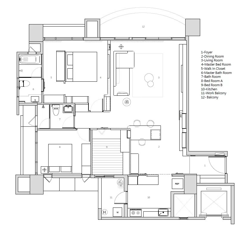 120现代三房装修效果图,静谧悠长的家居氛围装修案例效果图-美广网
