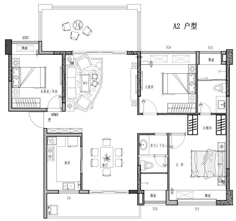 120现代三房装修效果图,简约美学，艺术创意装修案例效果图-美广网