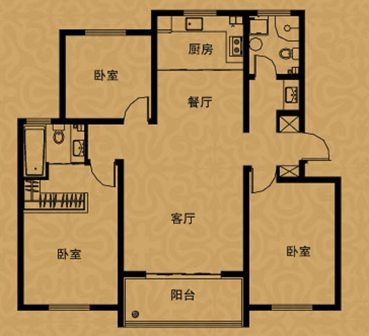 105轻奢风三房装修效果图,现代轻奢风颜值超高装修案例效果图-美广网(图1)