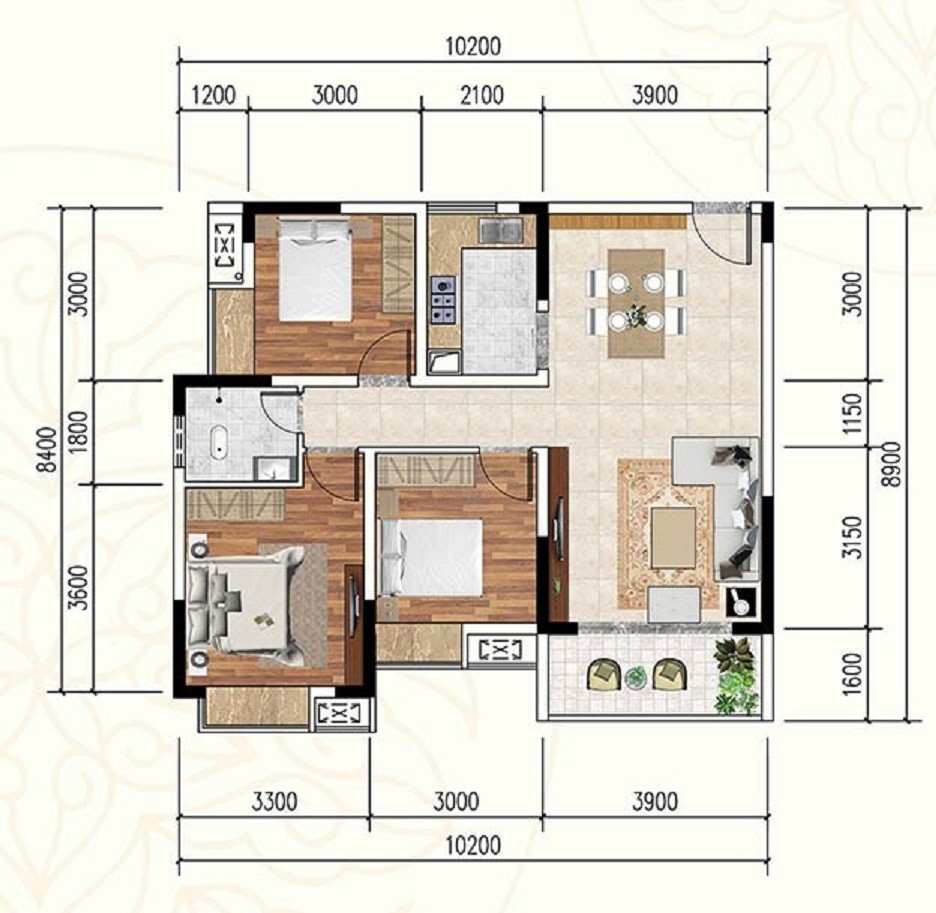 119现代三房装修效果图,整屋收纳实用又耐看装修案例效果图-美广网(图1)