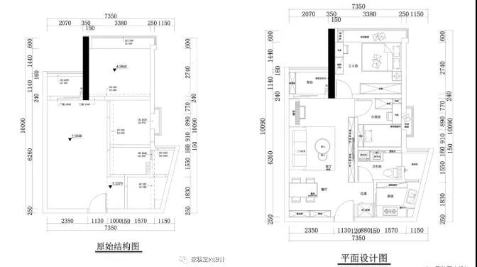 68美式两房装修效果图,清新美式遇上浅灰装修案例效果图-美广网