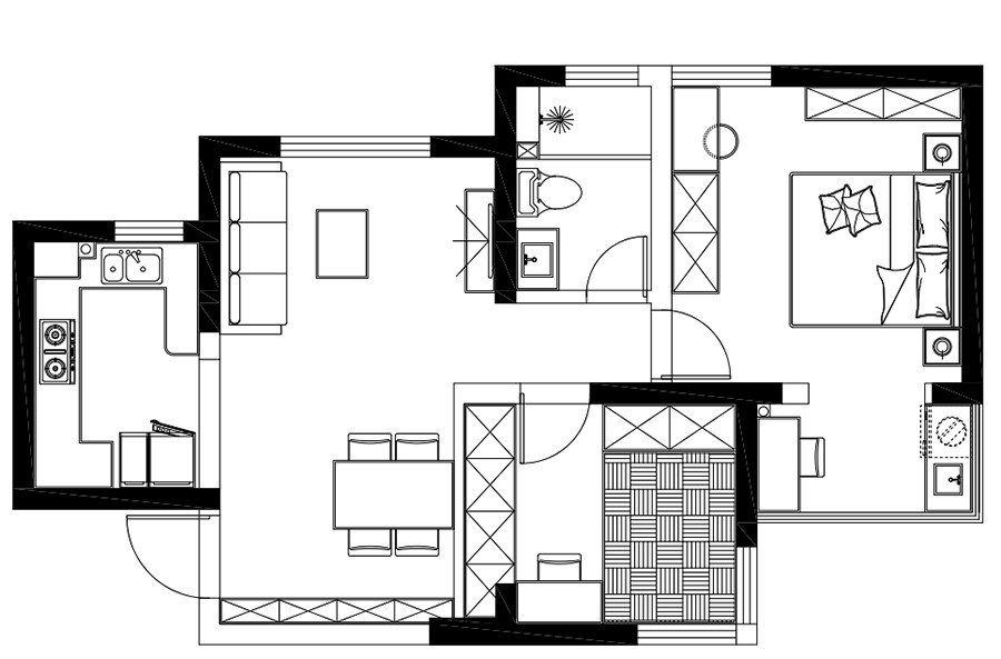 78现代两房装修效果图,实用温馨灰色调装修案例效果图-美广网(图1)