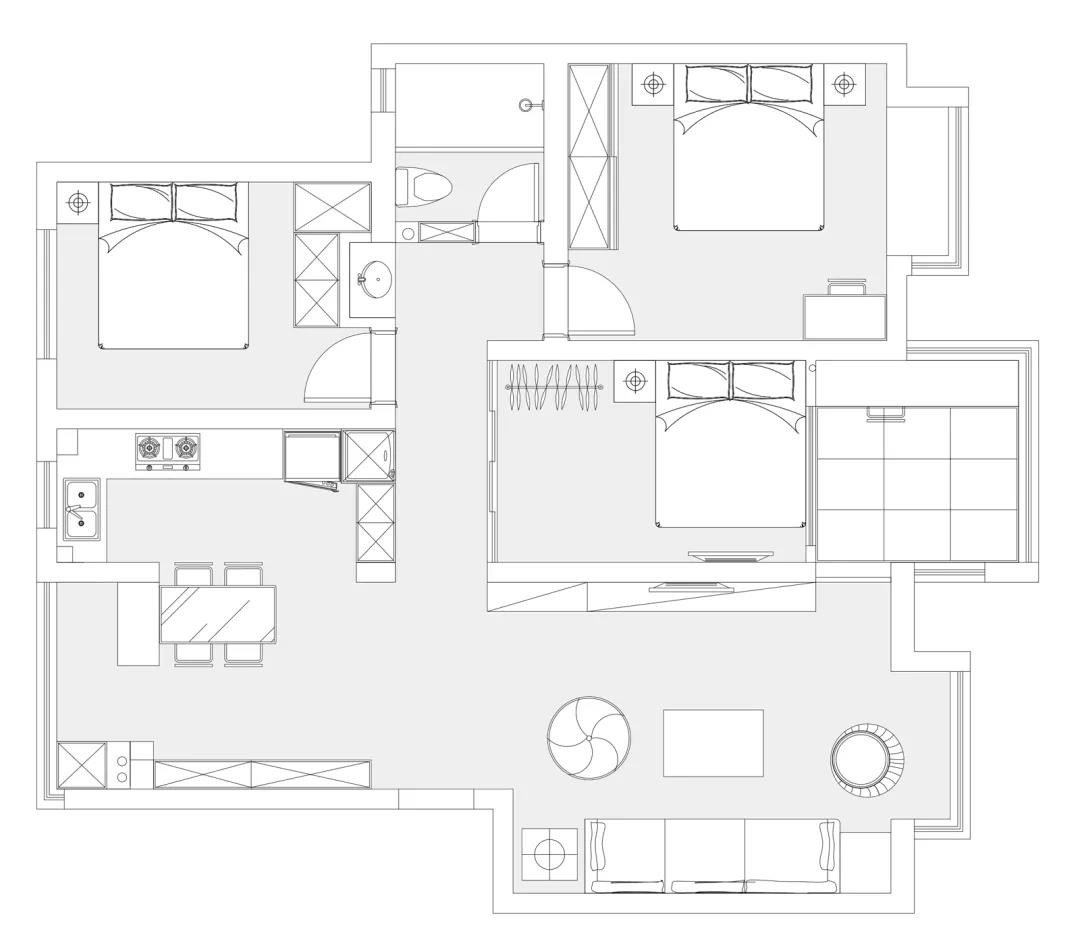 116中式三房装修效果图,沉稳又大气装修案例效果图-美广网(图1)