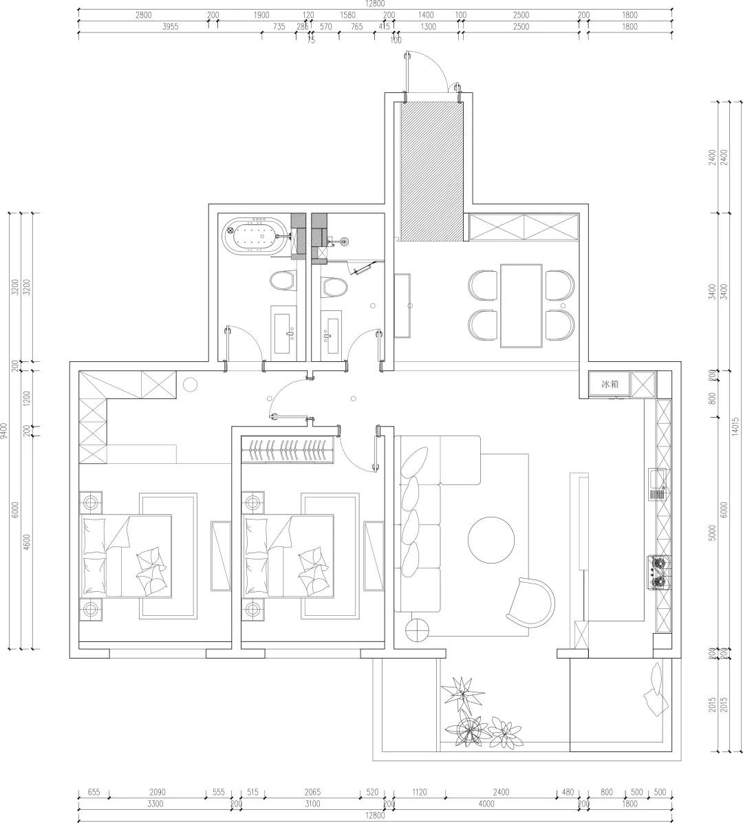 110现代三房装修效果图,110㎡现代简约装修案例效果图-美广网(图1)