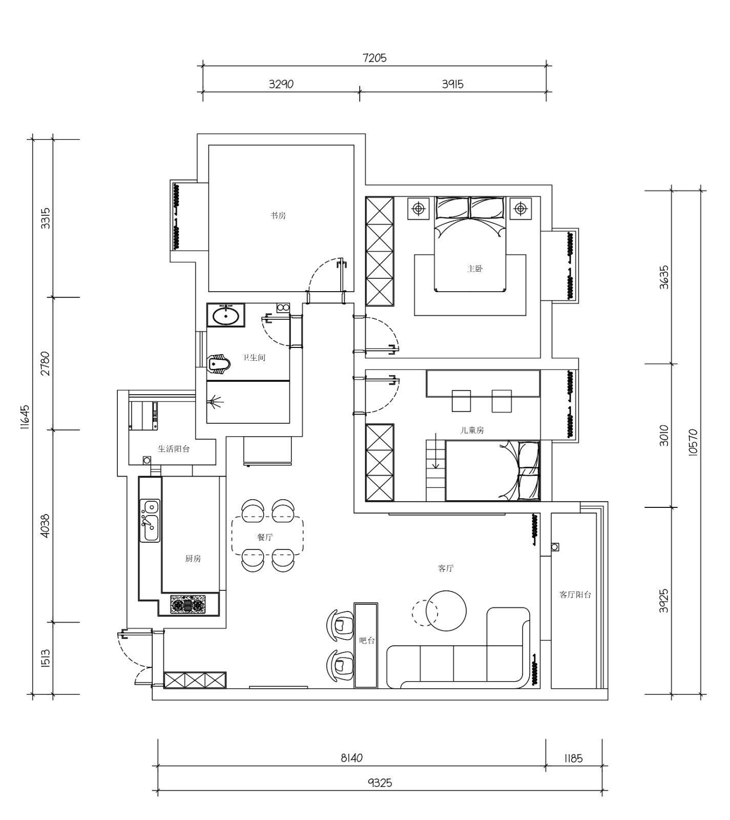 100现代三房装修效果图,怡和新城案例装修案例效果图-美广网(图1)