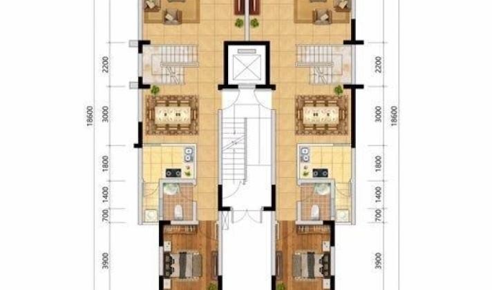 200中式复式装修效果图,临江邸新中式风格案例装修案例效果图-美广网