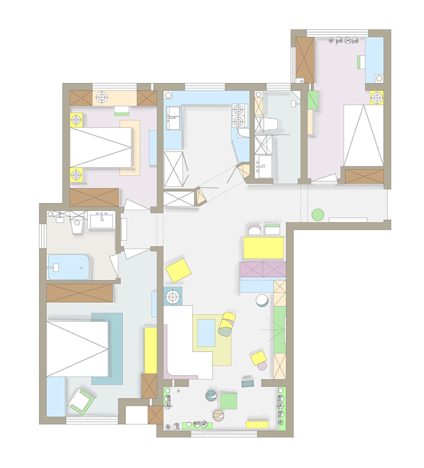 100轻奢三房装修效果图,三室一厅，98平，极简装修案例效果图-美广网(图1)
