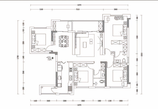126中式四房装修效果图,新中式的家装修案例效果图-美广网(图1)