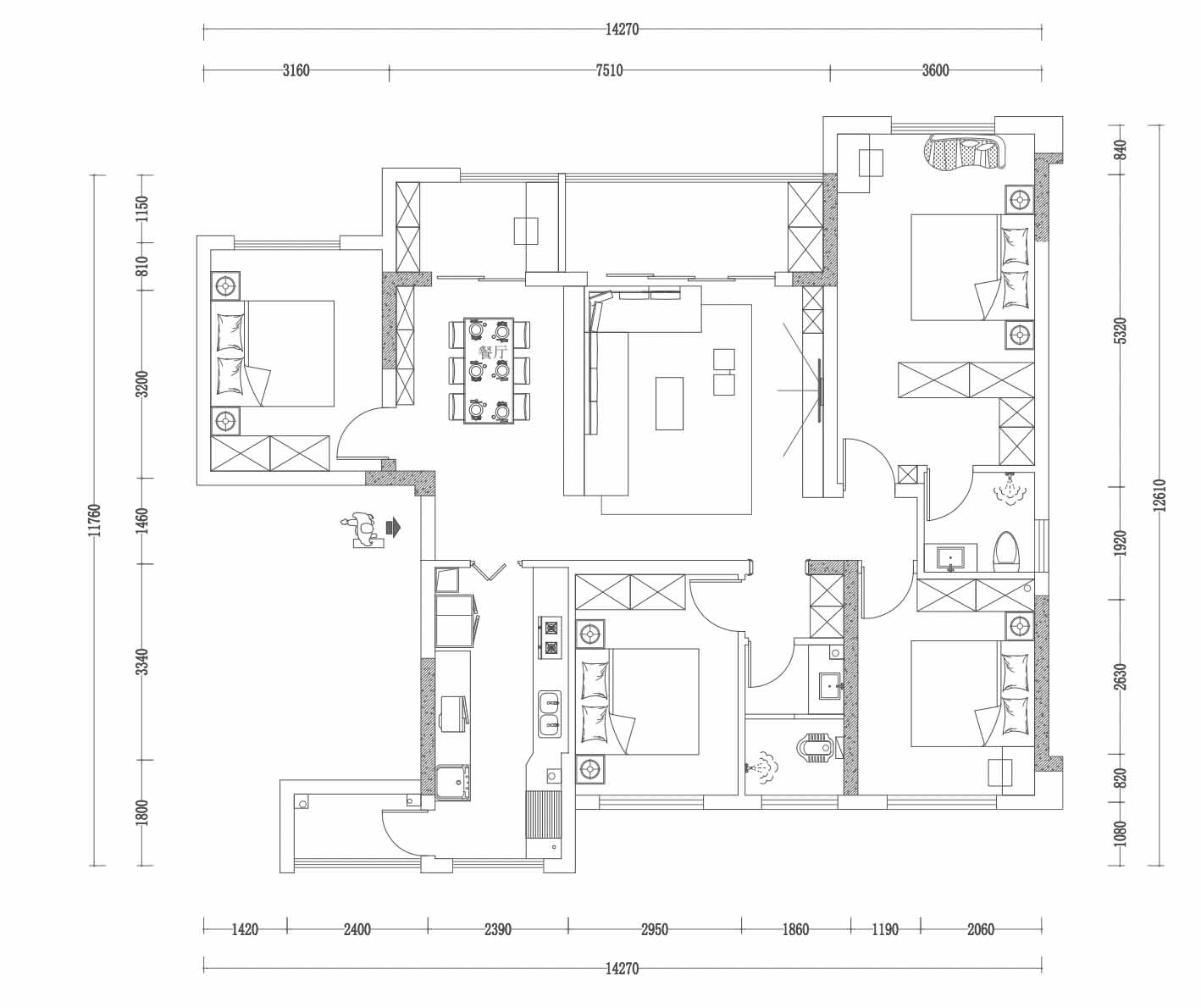 110现代四房装修效果图,现代简约的简与静装修案例效果图-美广网(图1)