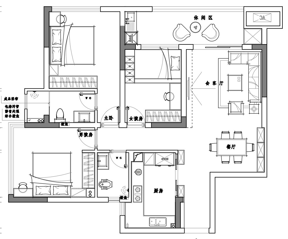 110轻奢三房装修效果图,独立个性化的现代轻奢装修案例效果图-美广网(图1)