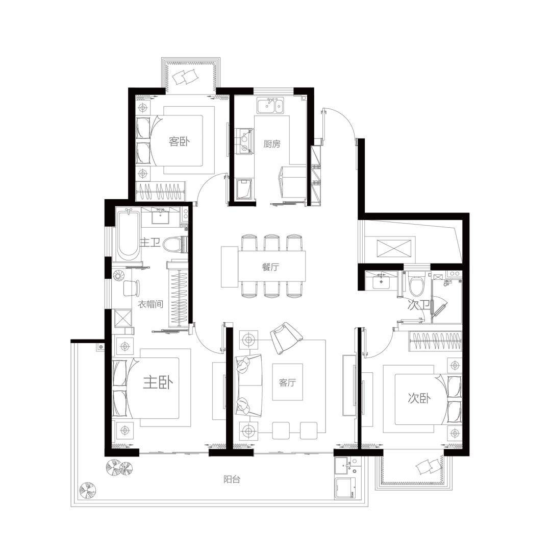 132现代大平层装修效果图,现代简约平层住宅装修案例效果图-美广网(图1)